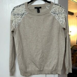 Women’s Cream Sweater with Flower Shoulders